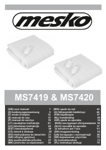 Посібник Mesko MS 7419 Електрична ковдра