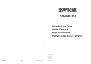 Manual Rommer Geminis 950 Washing Machine