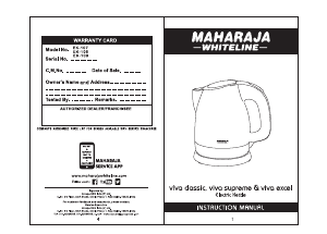 Manual Maharaja Whiteline Viva Excel Kettle