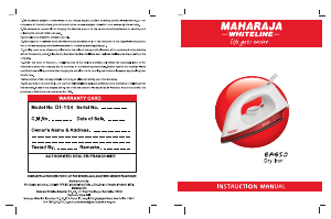 Handleiding Maharaja Whiteline Easio Strijkijzer