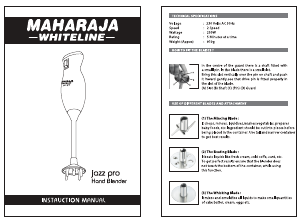 Handleiding Maharaja Whiteline Jazz+ Staafmixer