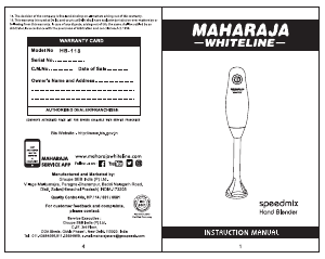 Handleiding Maharaja Whiteline Speedmix Staafmixer