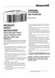 Manual Honeywell HHT-022 Air Purifier