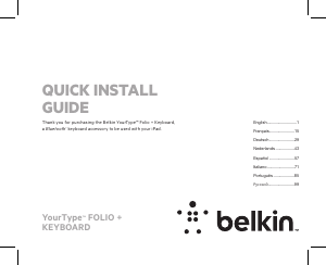 Mode d’emploi Belkin YourType Folio Clavier