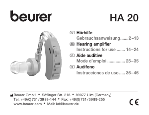 Manual de uso Beurer HA 20 Aparato auditivo