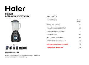 Instrukcja Haier HBL-2120 Blender