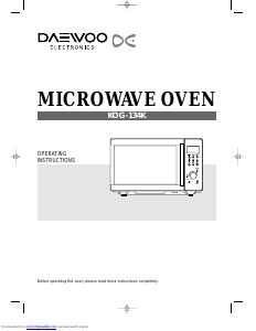 Manual Daewoo KOG-134K Microwave