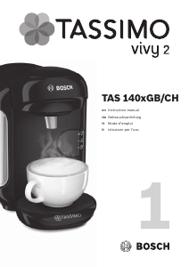 Manual Bosch TAS1404GB Tassimo Vivy 2 Coffee Machine