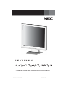Mode d’emploi NEC AccuSync LCD52V Moniteur LCD