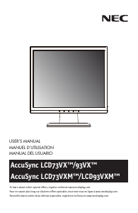 Mode d’emploi NEC AccuSync LCD73VXM Moniteur LCD