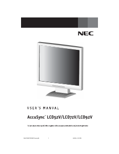 Mode d’emploi NEC AccuSync LCD72V Moniteur LCD