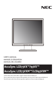 Mode d’emploi NEC AccuSync LCD93VXM Moniteur LCD