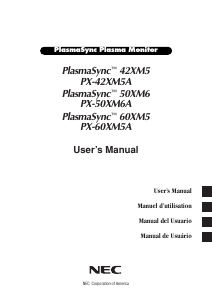 Manual NEC PX-42XM5A PlasmaSync 42XM5 Plasma Monitor