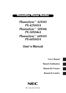 Mode d’emploi NEC PX-50XM6A PlasmaSync 50XM6 Moniteur Plasma