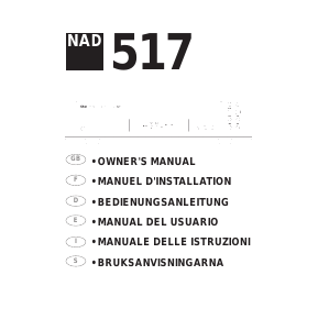 Handleiding NAD 517 CD speler