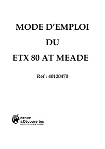 Mode d’emploi Meade ETX-80AT Télescope