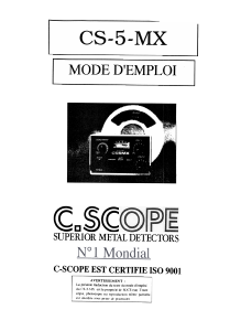 Mode d’emploi C-Scope CS-5-MX Détecteur de métaux
