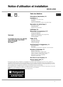 Mode d’emploi Hotpoint TCD G51 XB Sèche-linge