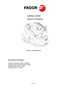 Mode d’emploi Fagor FG620 Fer à repasser