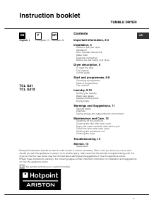 Manual Hotpoint TCL G31 Máquina de secar roupa