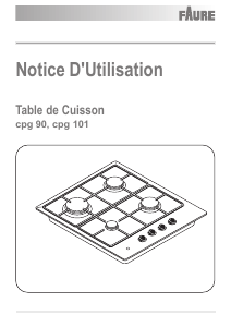 Mode d’emploi Faure CPG101N Table de cuisson