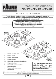 Mode d’emploi Faure CPV412W Table de cuisson