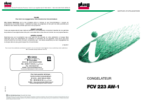 Mode d’emploi Faure FCV223AW-1 Congélateur