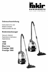 Manual Fakir Prestige 1800 Vacuum Cleaner