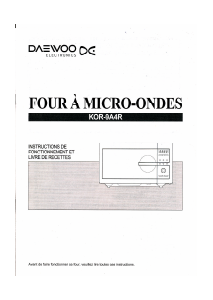 Mode d’emploi Daewoo KOR-9A4R Micro-onde