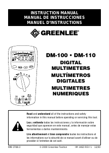 Mode d’emploi Greenlee DM-110 Multimètre