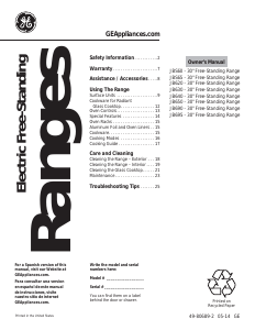 Manual GE JB630DFWW Range