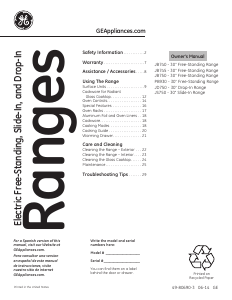 Manual GE JB745DFBB Adora Series Range