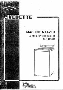 Mode d’emploi Vedette MP8020BD Lave-linge