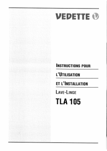 Mode d’emploi Vedette TLA105 Lave-linge