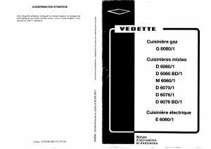 Mode d’emploi Vedette D6060 Cuisinière