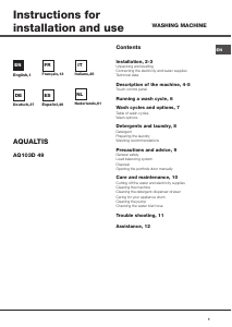 Manuale Hotpoint Aqualtis AQ103D 49 Lavatrice