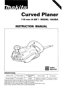 Manual Makita 1002BA Planer