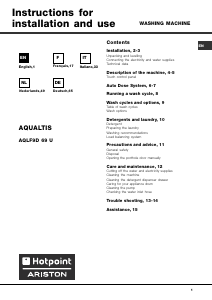 Manuale Hotpoint Aqualtis AQLF9D 69 U Lavatrice