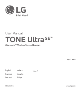 Kullanım kılavuzu LG HBS-835S TONE Ultra SE Mikrofonlu kulaklık