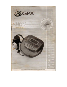 Mode d’emploi GPX C3960 Lecteur CD portable