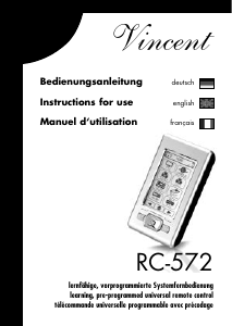 Mode d’emploi Vincent RC-572 Télécommande