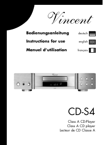 Bedienungsanleitung Vincent CD-S4 CD-player