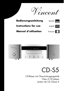 Manual Vincent CD-S5 CD Player