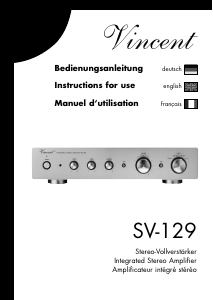 Mode d’emploi Vincent SV-129 Amplificateur