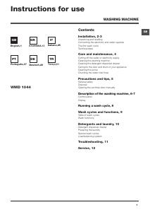 Manuale Hotpoint WMD 1044BX Lavatrice