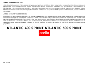 Käyttöohje Aprilia Atlantic 400 Sprint (2006) Skootteri