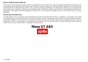 Mode d’emploi Aprilia Mana 850 GT ABS (2009) Moto