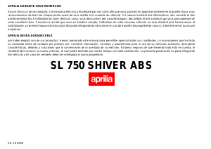 Manual de uso Aprilia SL 750 Shiver ABS (2008) Motocicleta