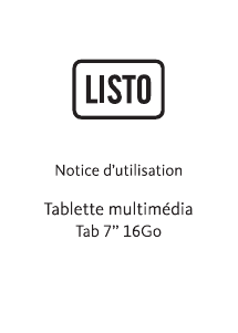 Mode d’emploi Listo Tab 7 16Go Tablette