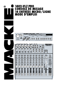 Mode d’emploi Mackie 1402-VLZ Pro Table de mixage